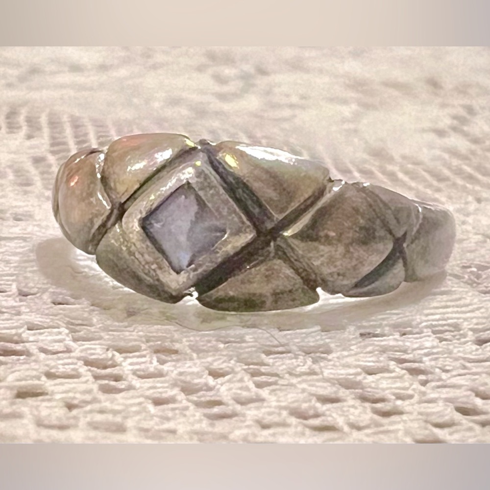 Vintage sterling silver purple tanzanite stone ring size 7.5